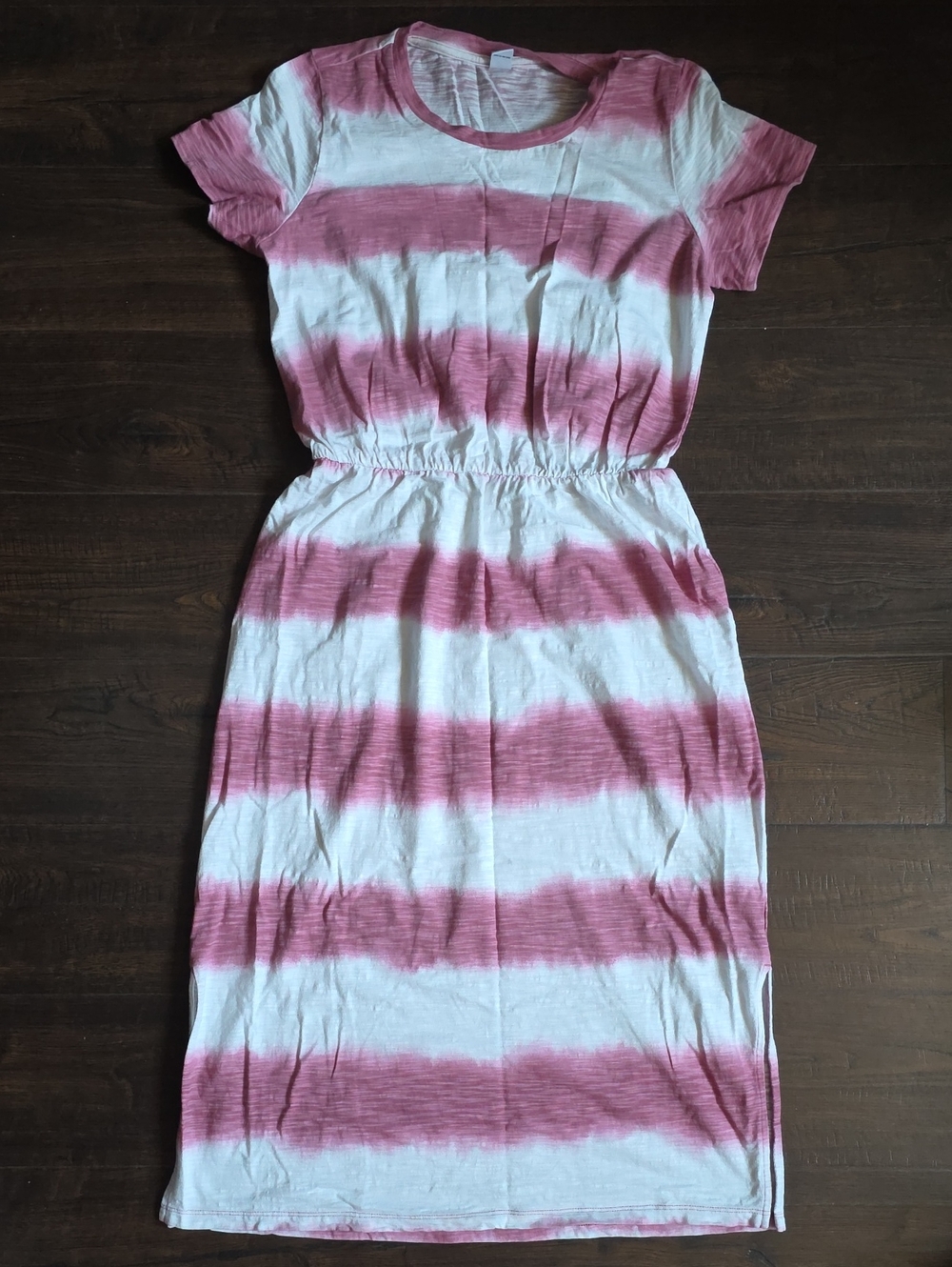 Old Navy Pink & White Striped Midi Dress